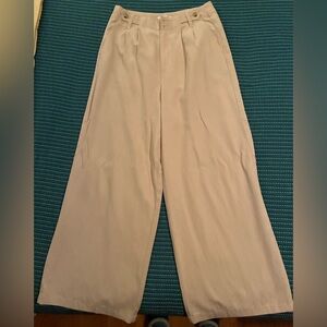 Madewell Harlow Wide-Leg High-Rise Pants in Light Beige